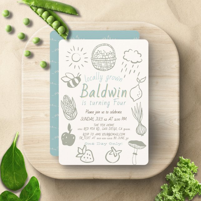 Invitación Cumpleaños Azul Doodle Mercado de Agricultores de  (Subido por el creador)
