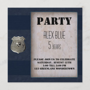 Invitación Cumpleaños azul temático de policía creativa 5