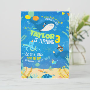 Invitación Cumpleaños Bajo El Mar, Cumpleaños Animales Marino