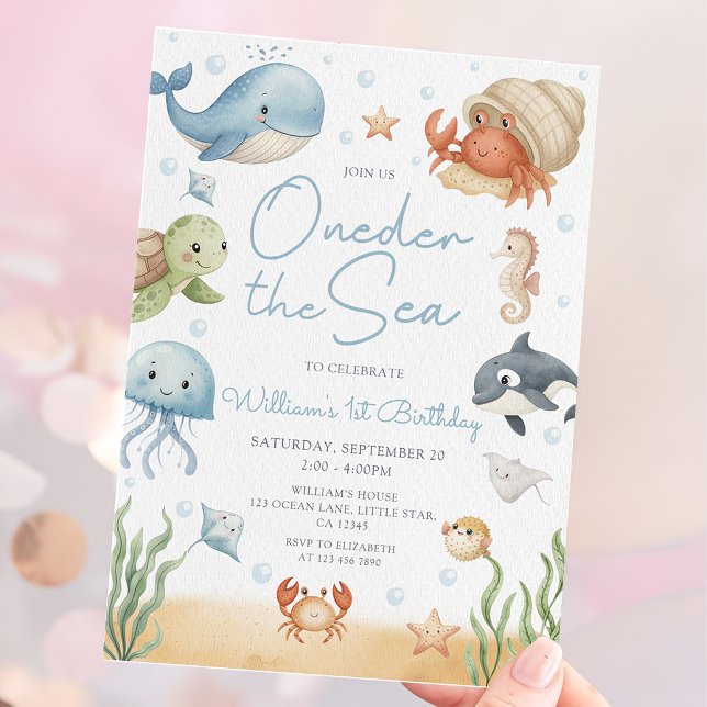 Invitación Cumpleaños bajo el mar de One-der 1er (Subido por el creador)