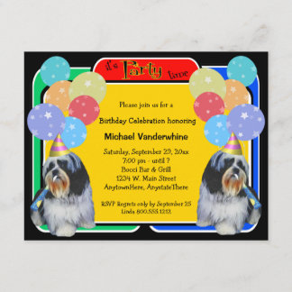 Invitación Cumpleaños Barker de Shih Tzu