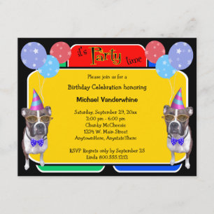 Invitación Cumpleaños Barker del boxeador
