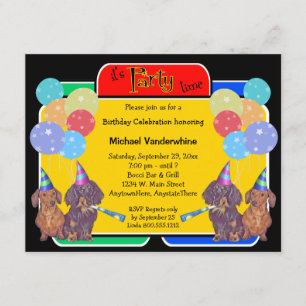 Invitación Cumpleaños Barker del perro del Dachshund