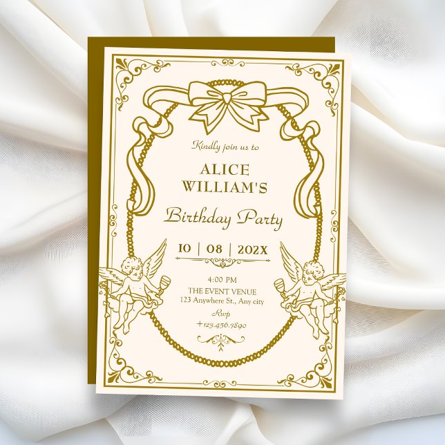 Invitación Cumpleaños barroco artístico vintage (Subido por el creador)