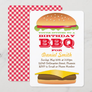 Invitación Cumpleaños BBQ Cheeseburger Stack