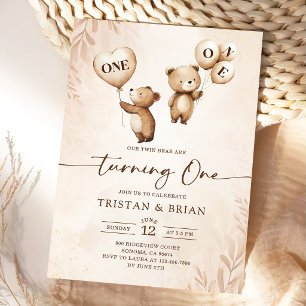 Invitación Cumpleaños Bear-y Primero de Gemelos