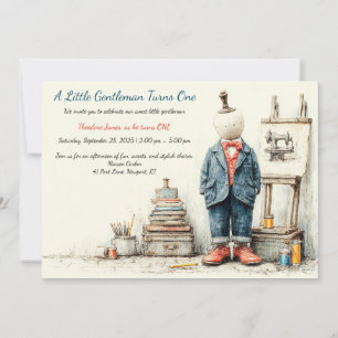Invitación Cumpleaños bebé de mezclilla 1er & Boceto de perfu
