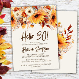 Invitación Cumpleaños beige floral de otoño 30