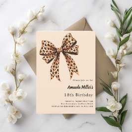 Invitación Cumpleaños beige marrón de piel de leopardo