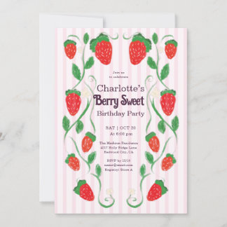 Invitación Cumpleaños Berry 1st Art Nouveau Lindo