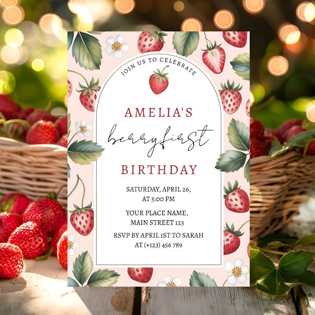 Invitación Cumpleaños Berry Sweet Strawberry 1 (Subido por el creador)
