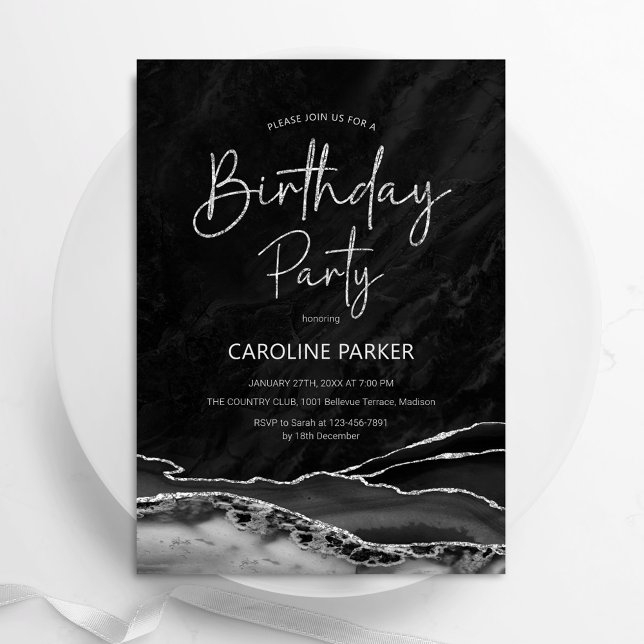 Invitación Cumpleaños Black Silver Cualquier Edad (Subido por el creador)