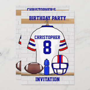 Invitación Cumpleaños blanco personalizado del jersey del