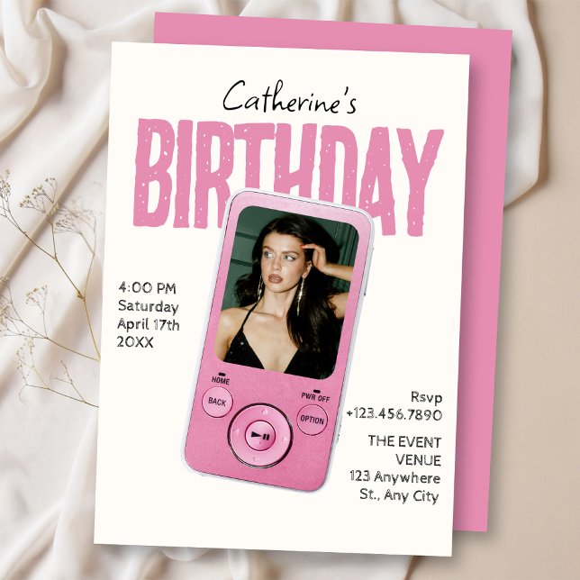 Invitación Cumpleaños blanco rosa Modist  (Subido por el creador)