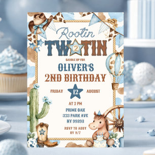 Invitación Cumpleaños Blue Rootin Two-Tin Segundo