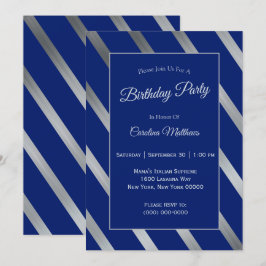 Invitación Cumpleaños Blue Silver