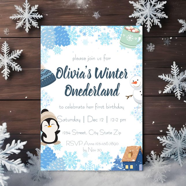 Invitación Cumpleaños Blue Snowflake Winter Wonderland  (Subido por el creador)