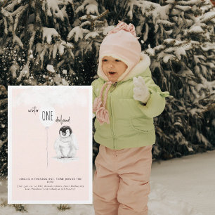 Invitación Cumpleaños Blush 1er Cumpleaños Invierno Cumpleaño