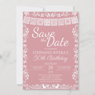 Invitación Cumpleaños Blush Pink Cielito Lindo Guardar la Fec