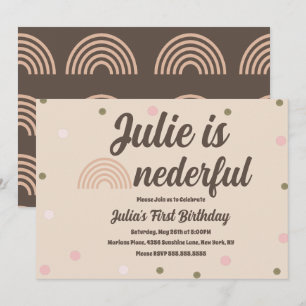 Invitación Cumpleaños Bohemian Rainbow Onederful Dot