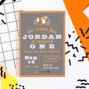 Invitación Cumpleaños bohemio de zorro criaturas del bosque p