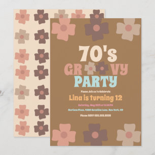 Invitación Cumpleaños Bohemio Retro Floral Groovy