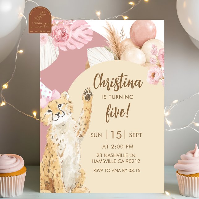 Invitación Cumpleaños Boho Cheetah Sabana (Subido por el creador)