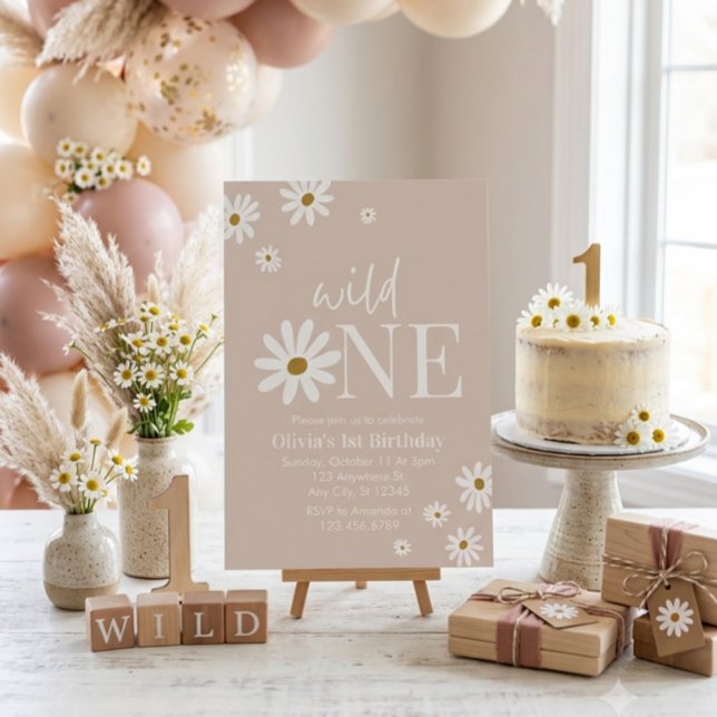 Invitación Cumpleaños Boho Daisy Wild One Primero (Subido por el creador)