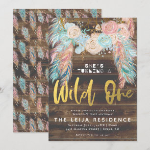 Invitación Cumpleaños Boho Dreamcatcher Wild One