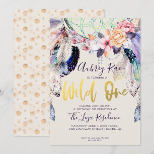Invitación Cumpleaños Boho Dreamcatcher Wild One