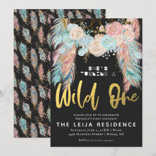 Invitación Cumpleaños Boho Dreamcatcher Wild One