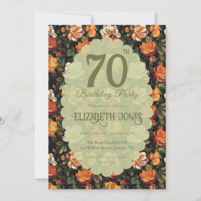 Invitación Cumpleaños Boho Flor de Rosa Linda (Anverso)
