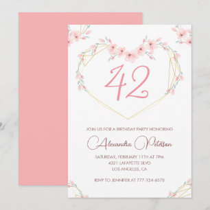 Invitación Cumpleaños Boho floral acuarela rosa 42 
