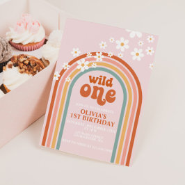 Invitación Cumpleaños boho floral arcoíris salvaje uno de Dai