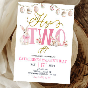 Invitación Cumpleaños Boho Floral Hop Two It