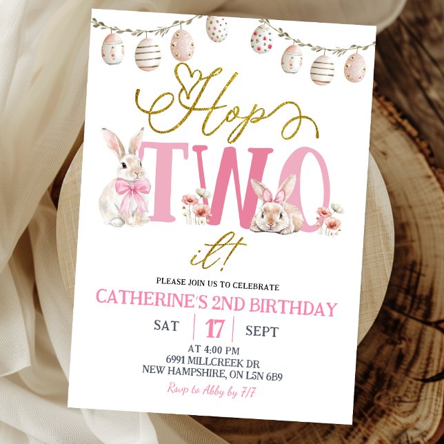 Invitación Cumpleaños Boho Floral Hop Two It (Subido por el creador)