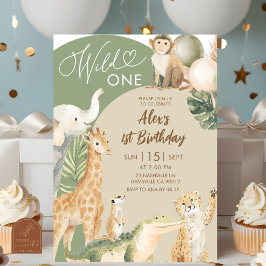 Invitación Cumpleaños Boho Greenery Safari Wild One