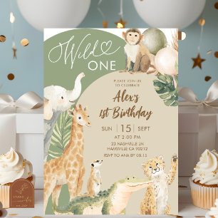 Invitación Cumpleaños Boho Greenery Safari Wild One