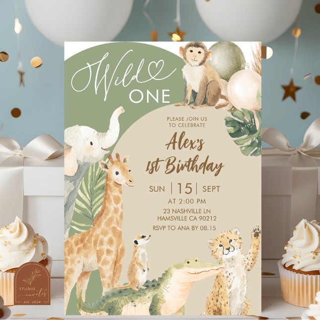 Invitación Cumpleaños Boho Greenery Safari Wild One (Subido por el creador)