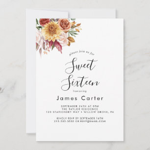 Invitación Cumpleaños Boho Pampas Grass Sweet Sixteen