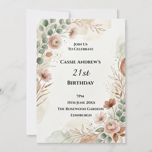 Invitación Cumpleaños Boho Pampas Hito (Anverso)