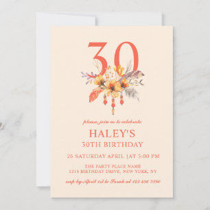 Invitación Cumpleaños boho salvaje floral de otoño 30