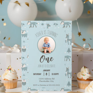 Invitación Cumpleaños Bosque Azul, Foto Personalizada