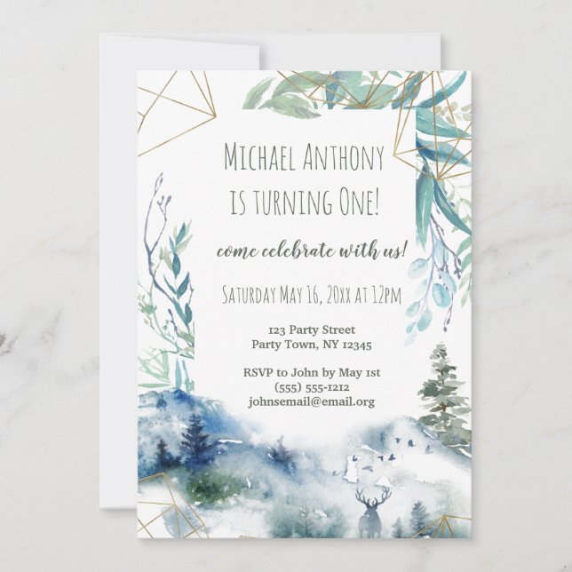 Invitación Cumpleaños Bosque Forestal (Anverso)