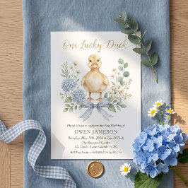 Invitación Cumpleaños botánico del primer año de un niño pato