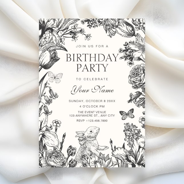 Invitación Cumpleaños botánico floral vintage (Subido por el creador)