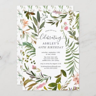 Invitación Cumpleaños Botánico Floral Watercolor