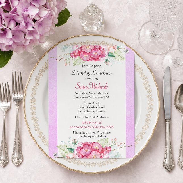 Invitación Cumpleaños Botánico Rosa Elegante (Subido por el creador)