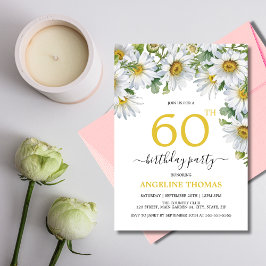 Invitación Cumpleaños Botánico Rústico de Daisy Blanco Floral