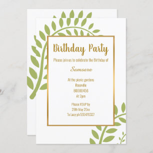 INVITACIÓN CUMPLEAÑOS BOTÁNICOS VERDES MODERNOS